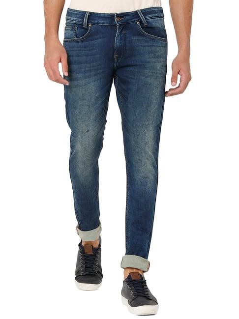 mufti blue skinny fit lightly washed jeans