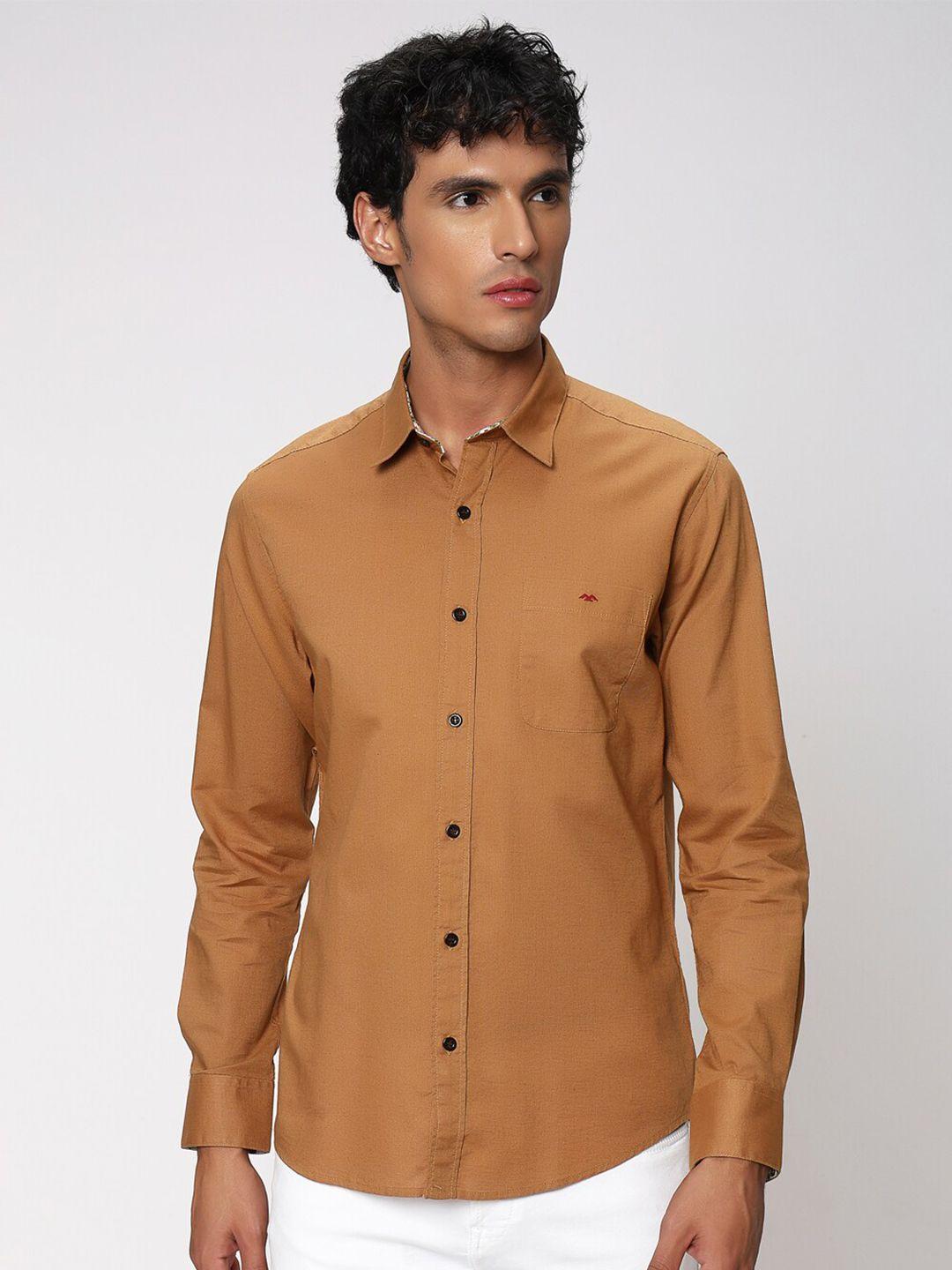 mufti classic slim fit cotton linen casual shirt
