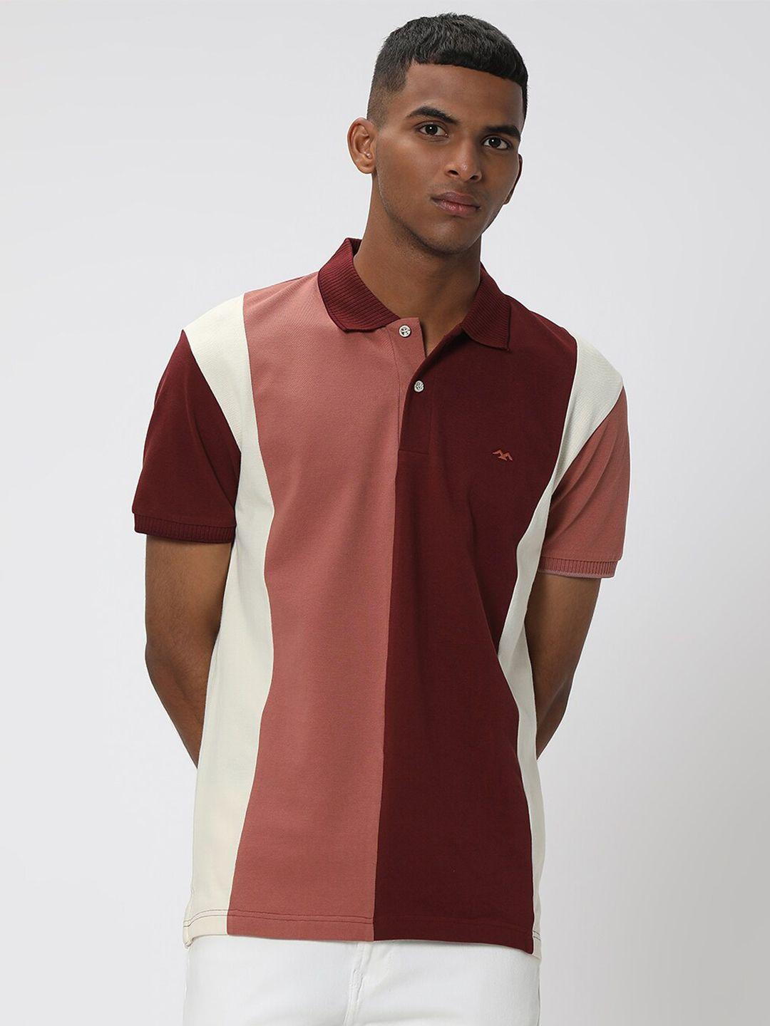 mufti colourblocked polo collar slim fit pure cotton t-shirt