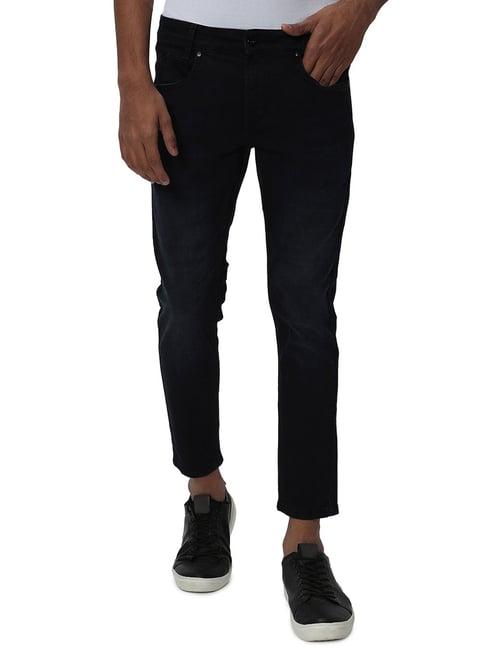 mufti dark blue slim fit lightly washed jeans