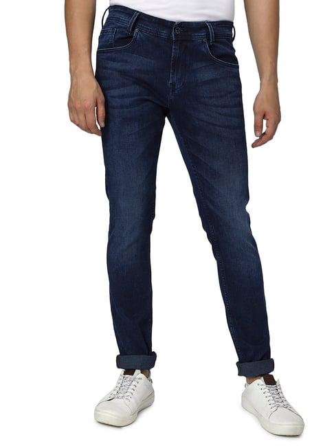 mufti dark indigo blue skinny fit lightly washed jeans