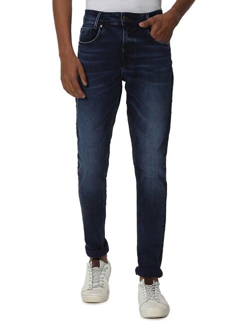 mufti dark indigo blue skinny fit lightly washed jeans