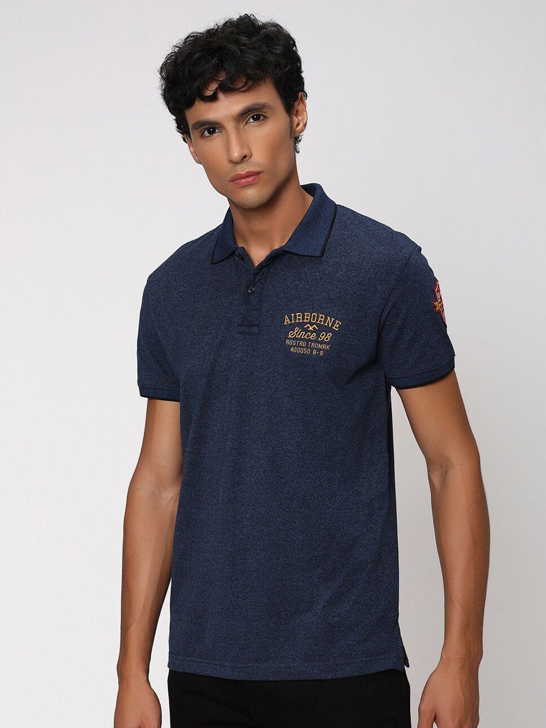 mufti embroidered detail polo collar slim fit t-shirt