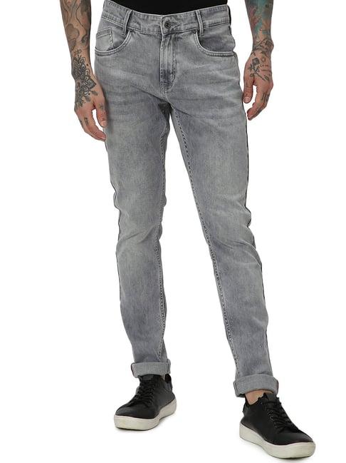 mufti grey skinny fit lightly washed jeans