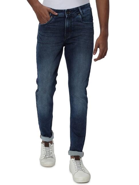 mufti indigo blue skinny fit lightly washed jeans