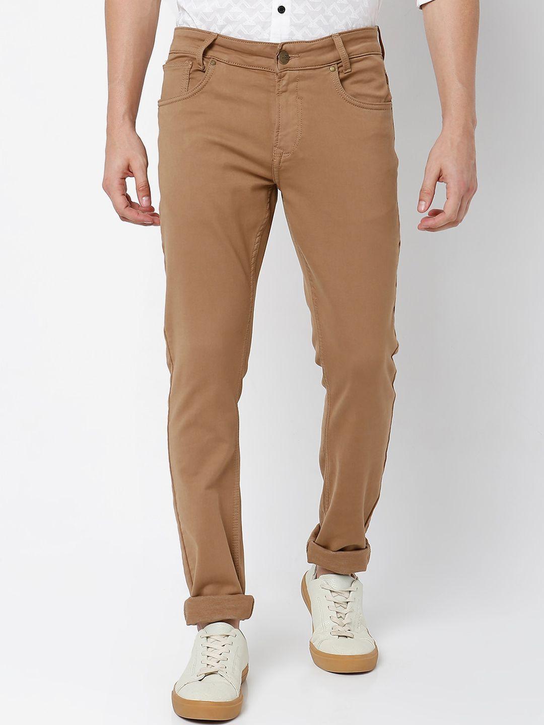 mufti men beige skinny fit trousers