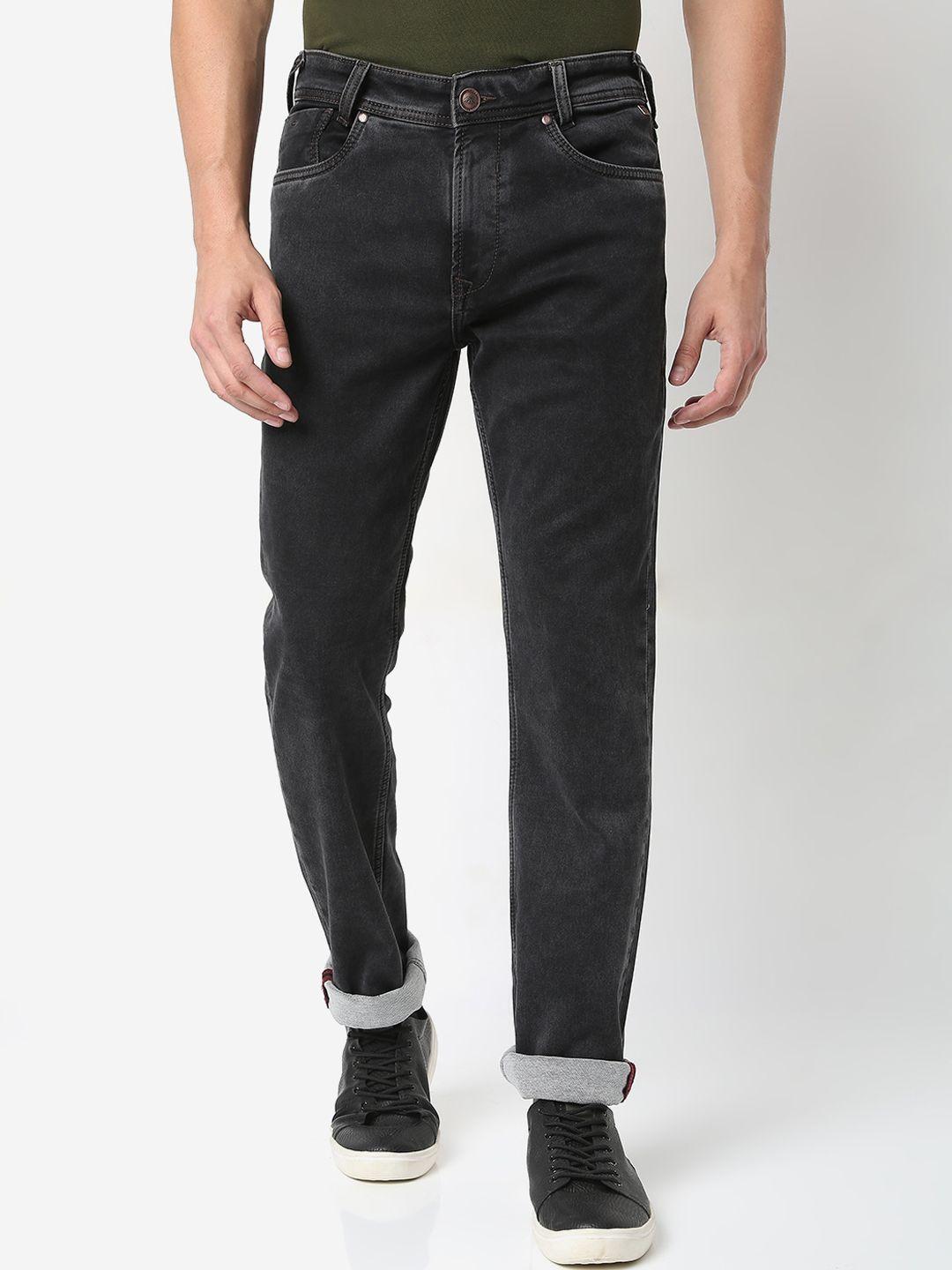 mufti men black straight fit stretchable jeans