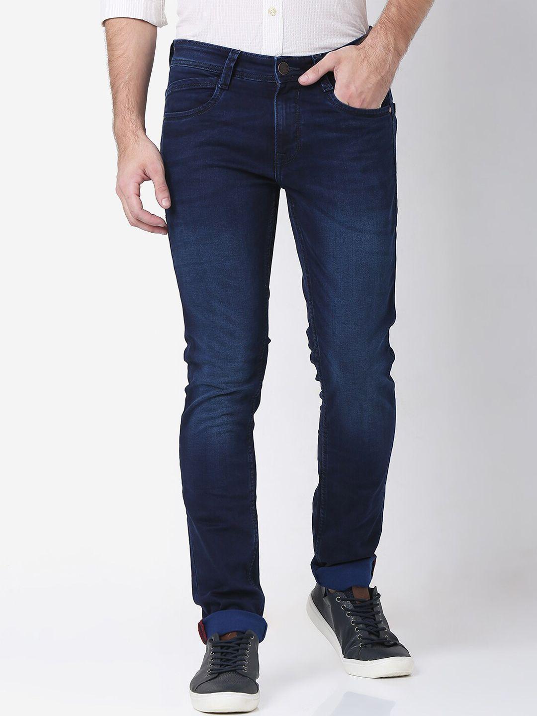 mufti men blue slim fit light fade stretchable jeans