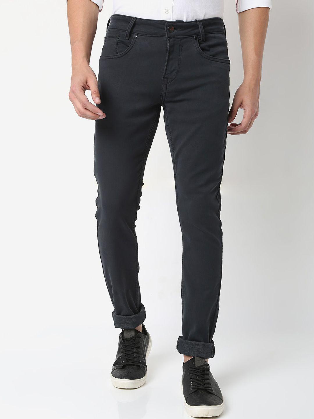 mufti men charcoal skinny fit chinos trousers