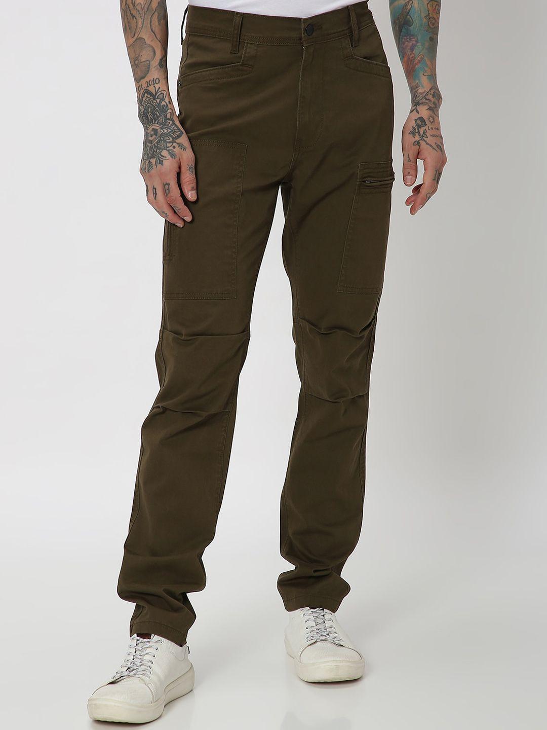 mufti men green low-rise reversible cargos trousers