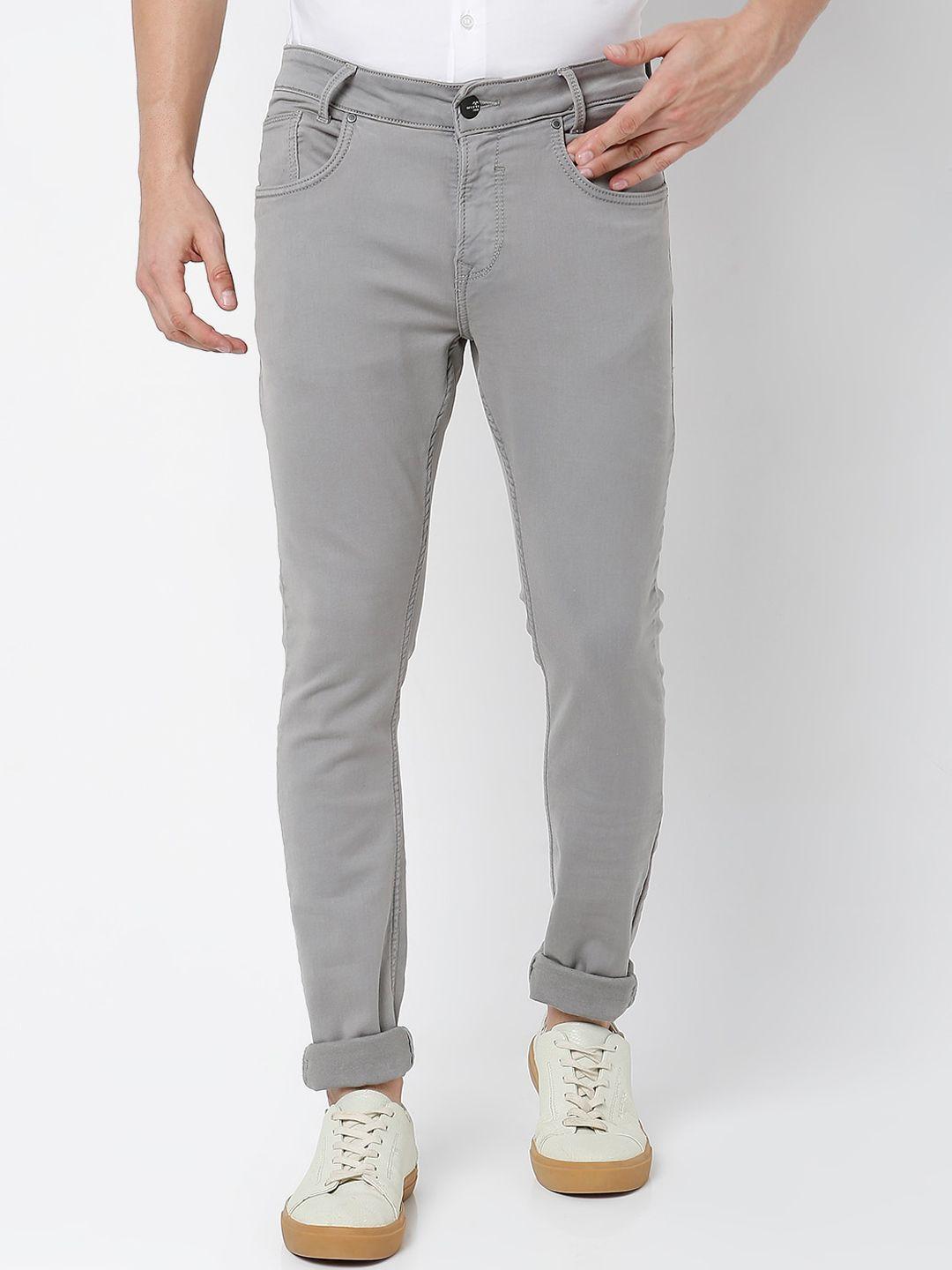 mufti men grey skinny fit chinos trousers