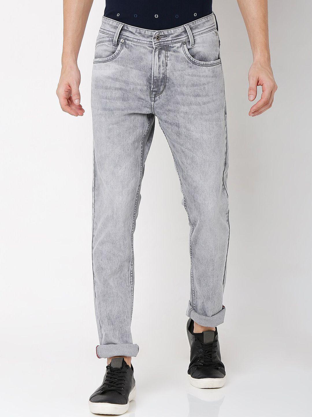 mufti men grey skinny fit heavy fade jeans