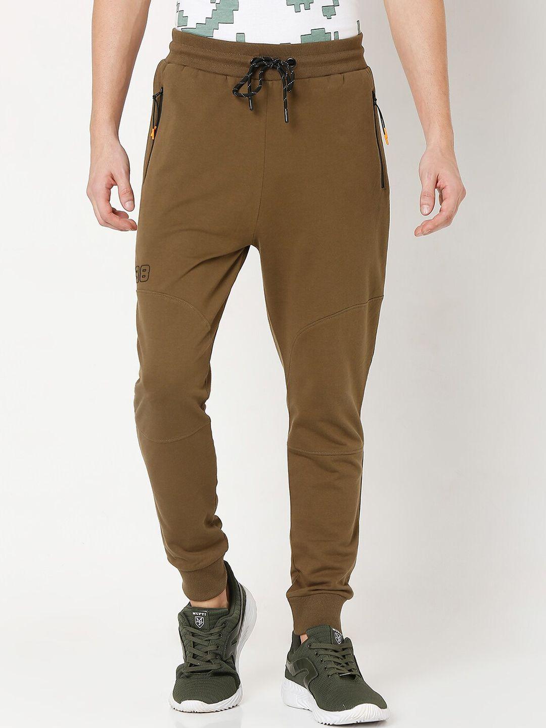 mufti men olive green loose fit joggers trousers