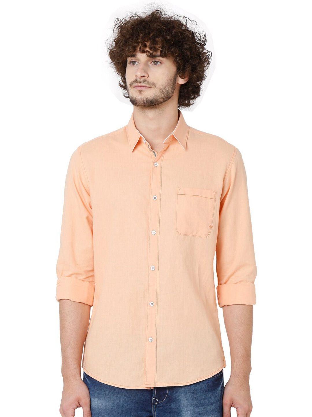 mufti men orange slim fit casual shirt