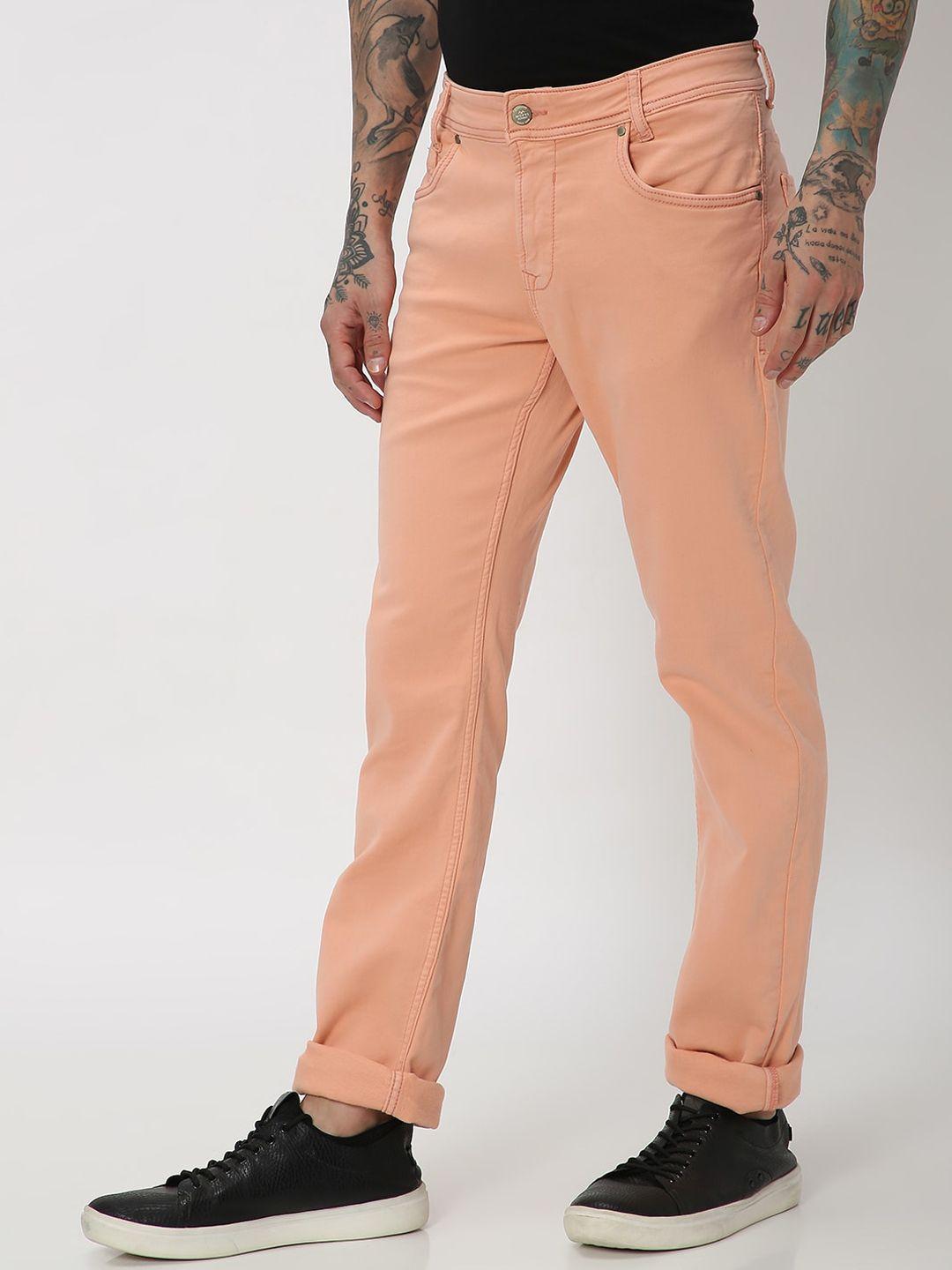 mufti men pink slim fit reversible chinos trousers