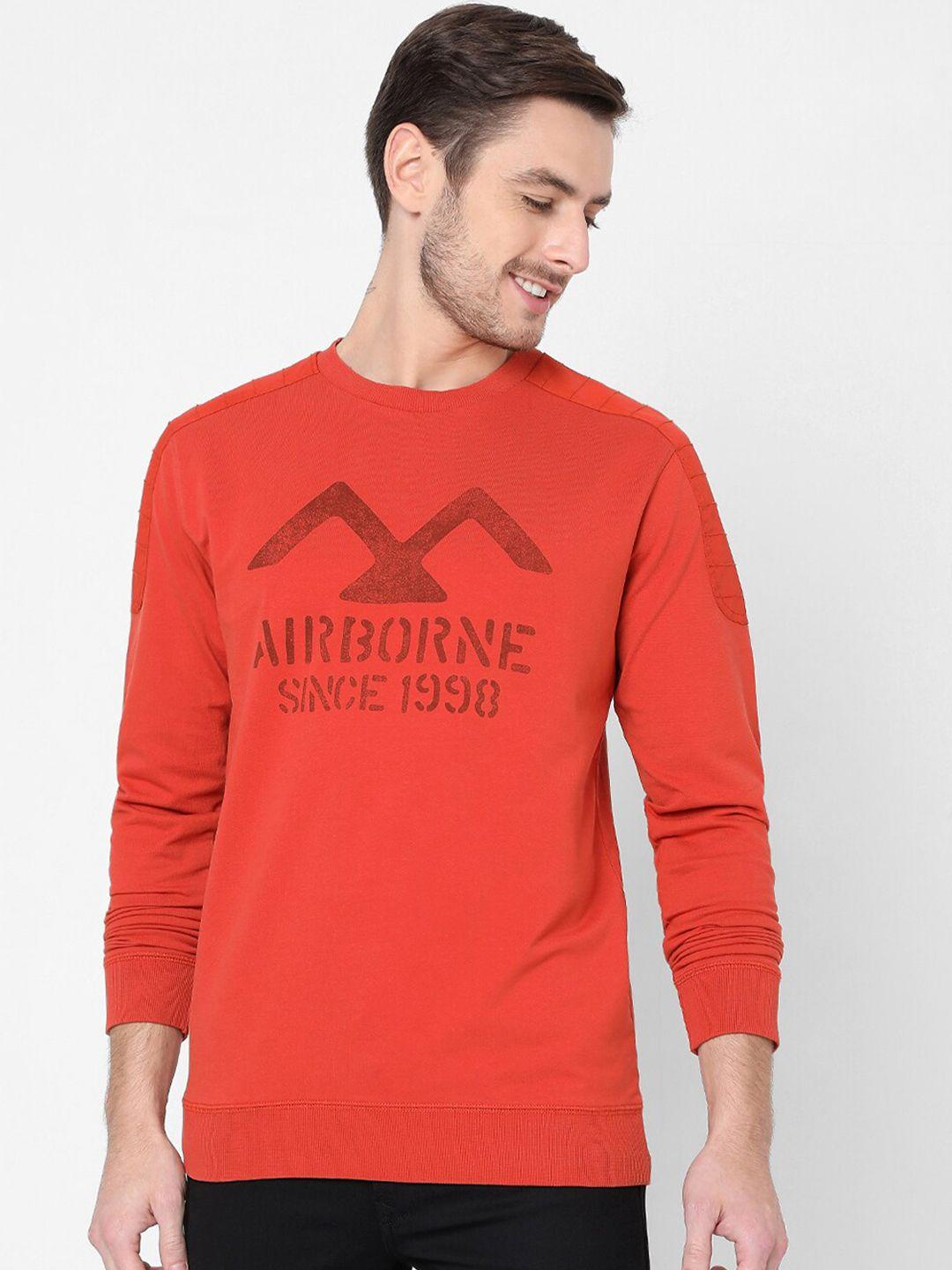 mufti men red printed sweatshirt