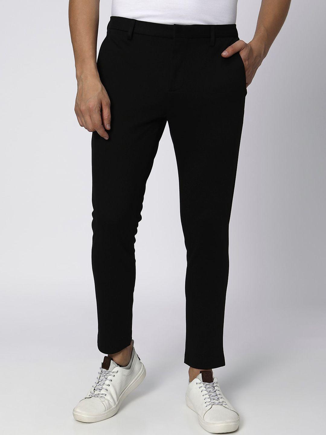 mufti men slim fit mid-rise casual trousers