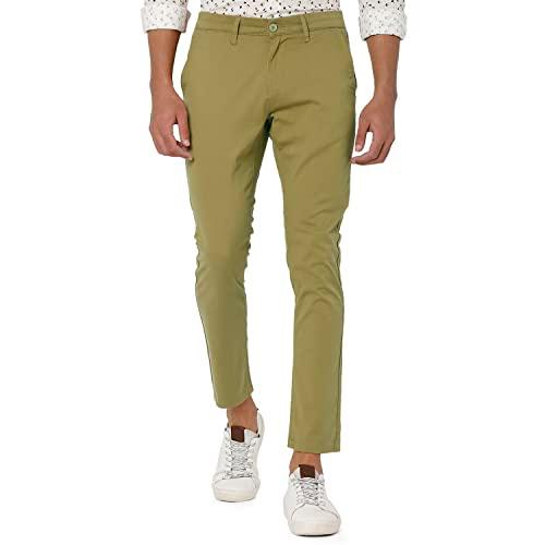 mufti mens khaki slim fit trousers