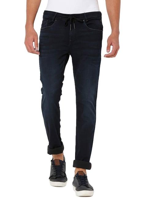 mufti navy super slim fit lightly washed jeans