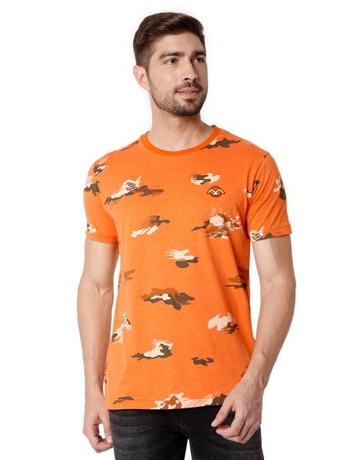 mufti orange printed t-shirt