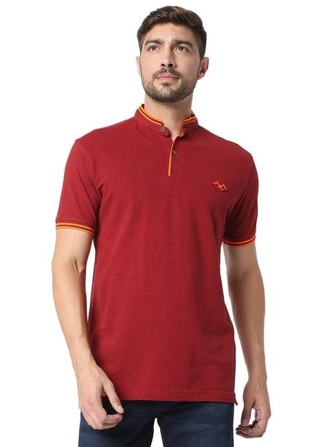 mufti red slim fit cotton t-shirt