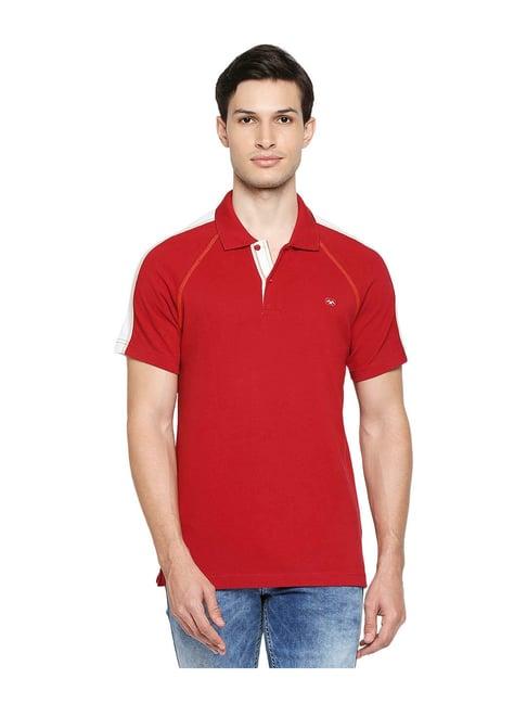 mufti red slim fit polo t-shirt