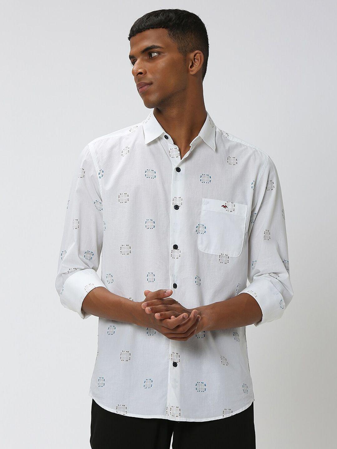mufti slim fit conversational printed pure cotton casual shirt