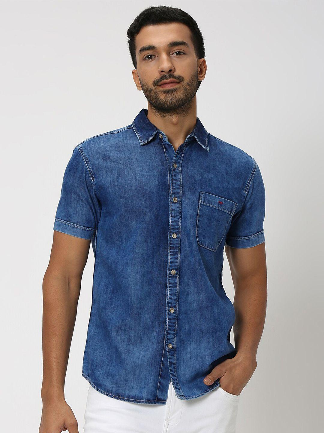 mufti slim fit opaque cotton casual shirt