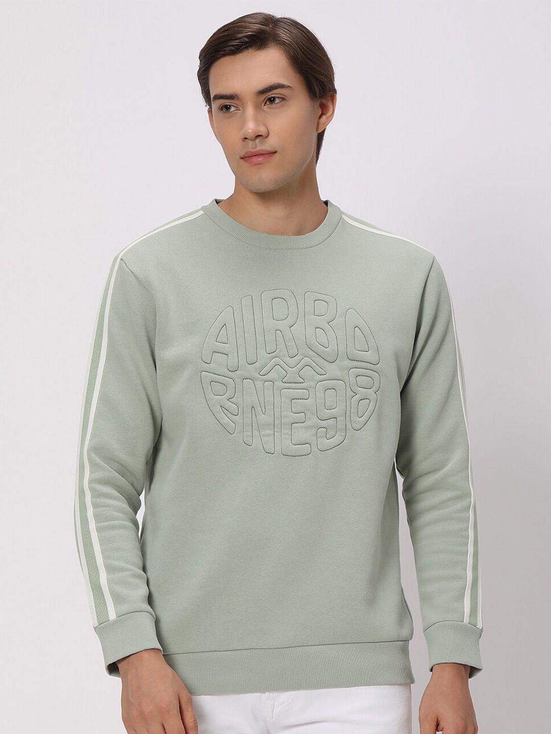 mufti typography embossed self design pullover sweatshirt