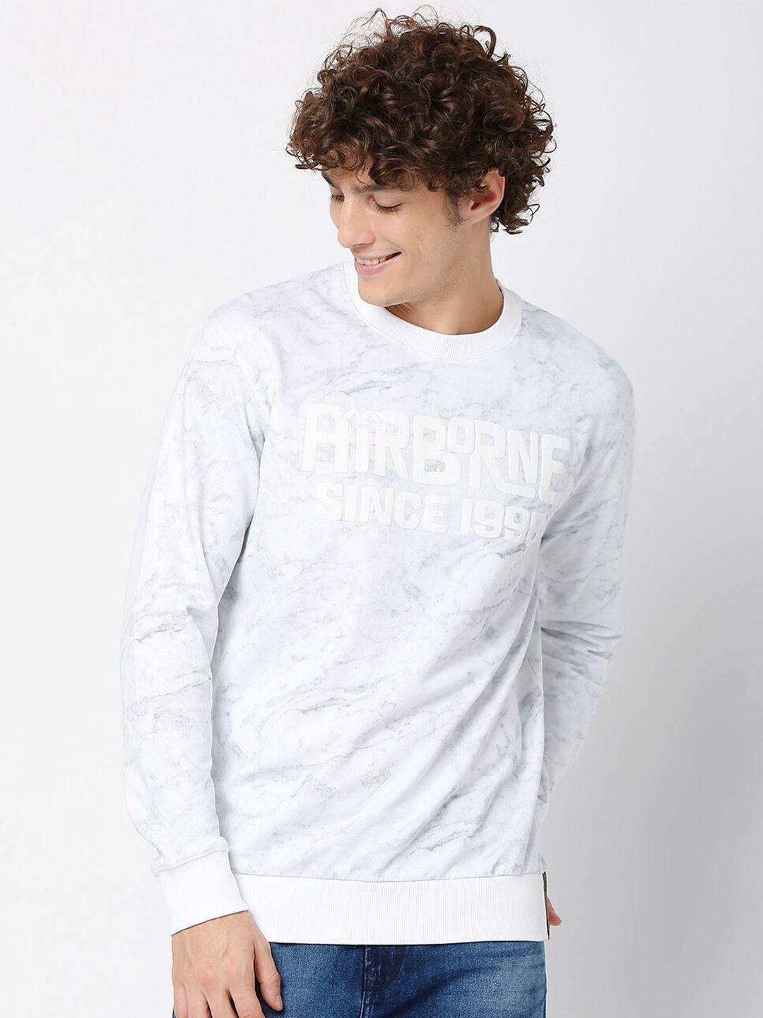 mufti typography slim fit full sleeves pure cotton sweatshirt