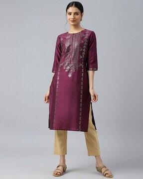 mukaish embellished straight kurta