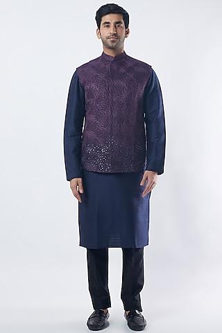 mulberry colored cotton silk bundi jacket