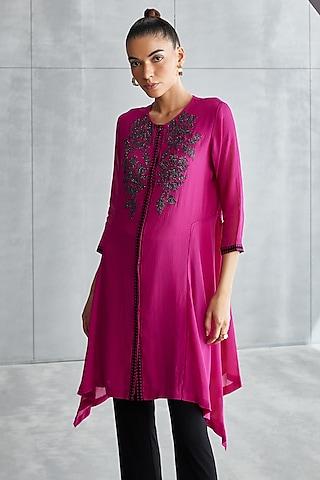 mulberry georgette embellished handkerchief tunic