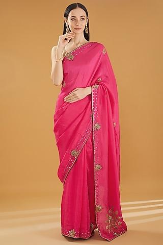 mulberry pink upada silk gota work saree