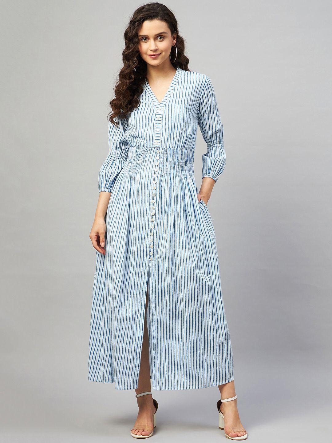 mulmul by arabella blue striped maxi dress