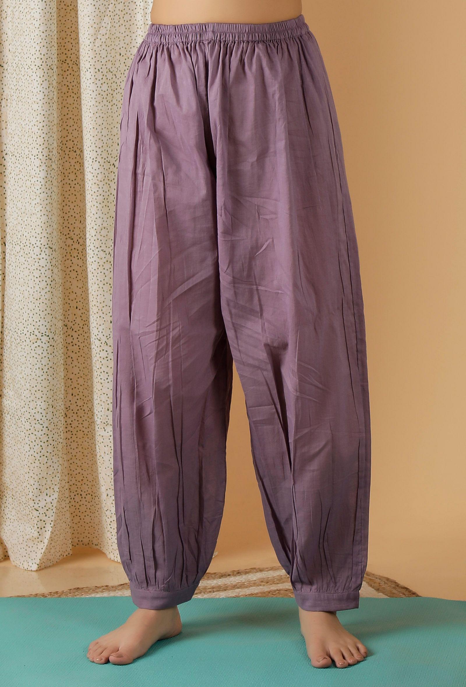 mulmul cotton solid lilac harem pants