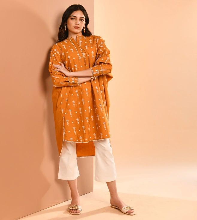 mulmul orange mulmul cotton orinana set