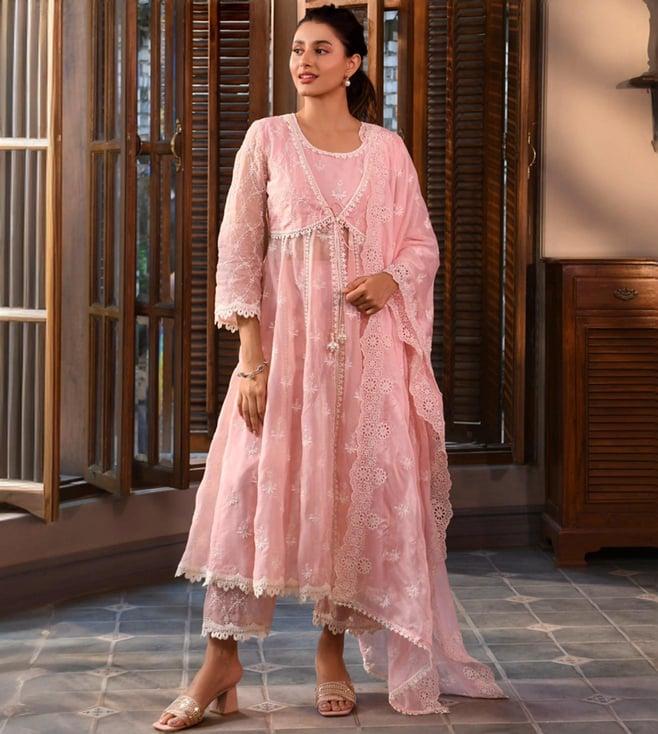 mulmul pink garmiyon ke din 2 nyla kurta with pant and alessia set