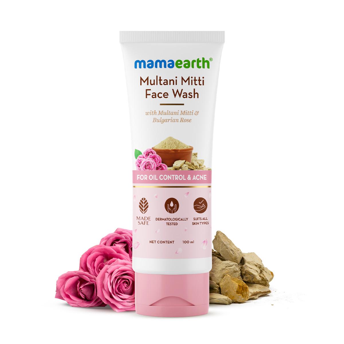 multani mitti face wash with multani mitti & bulgarian rose for oil control & acne -  100 ml