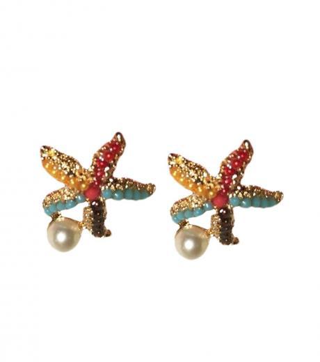multi color abstract starfish earrings