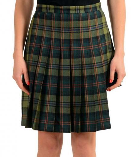 multi color check pleated skirt