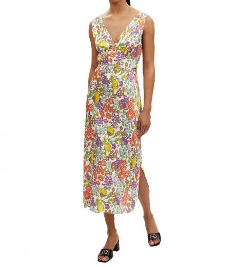 multi color floral print midi dress