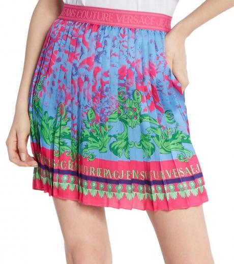 multi color printed pleated skirt