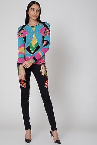 multi colored knitted sweater