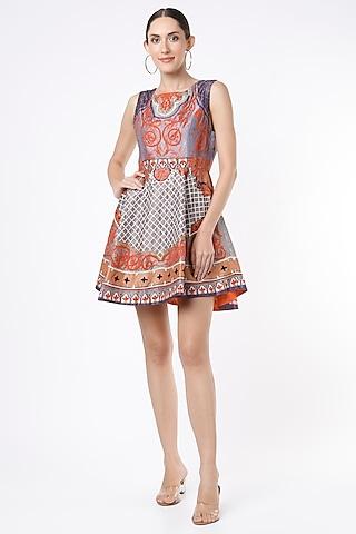multi coloured silk georgette mini dress