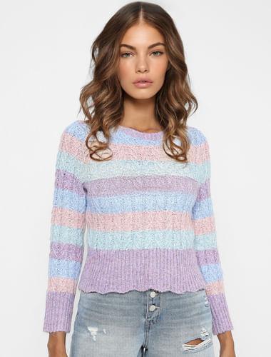 multi coloured striped pullover