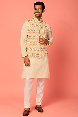 multi- colored embroidered nehru jacket