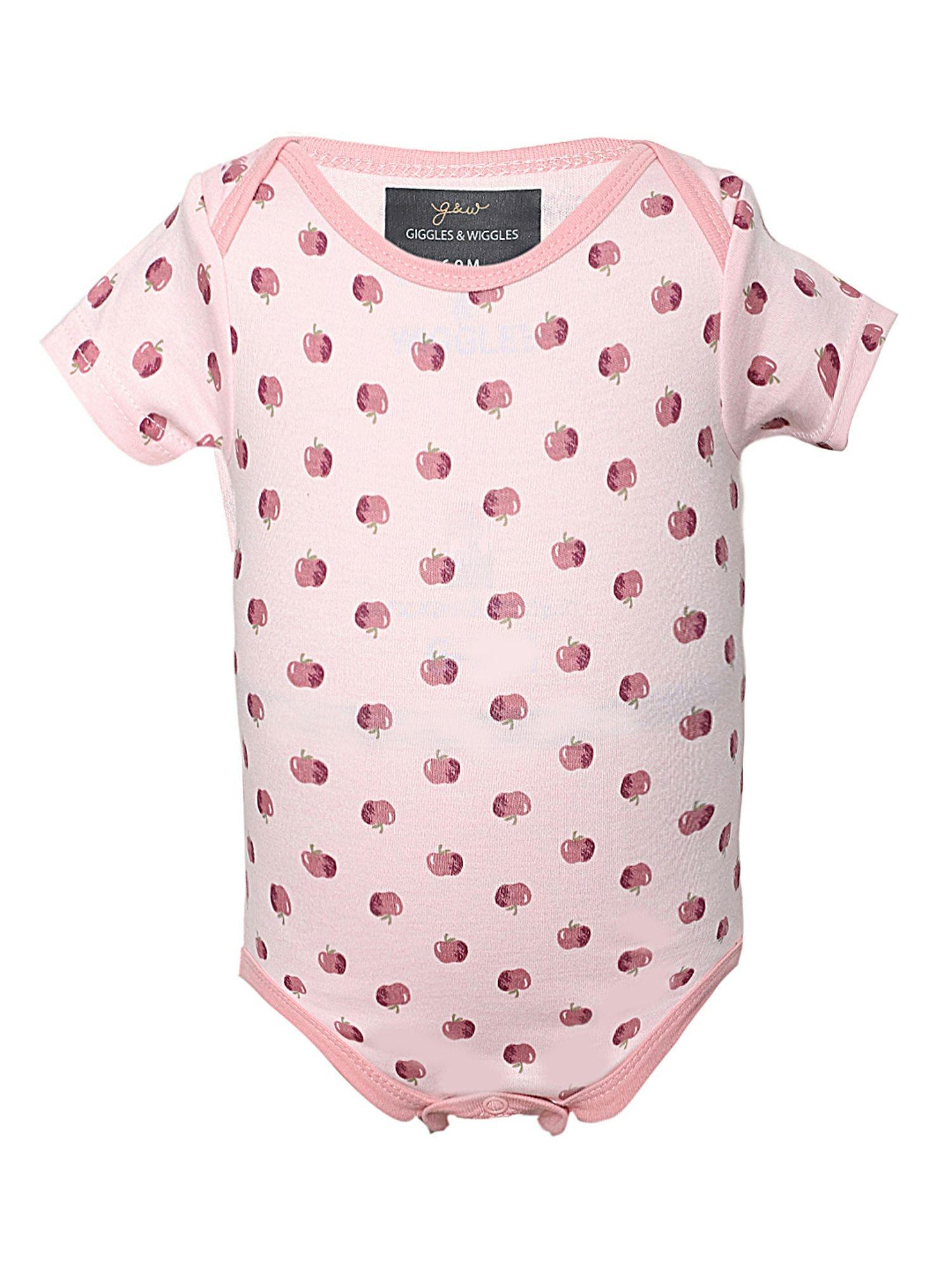 multi apple medium pink cotton onesies