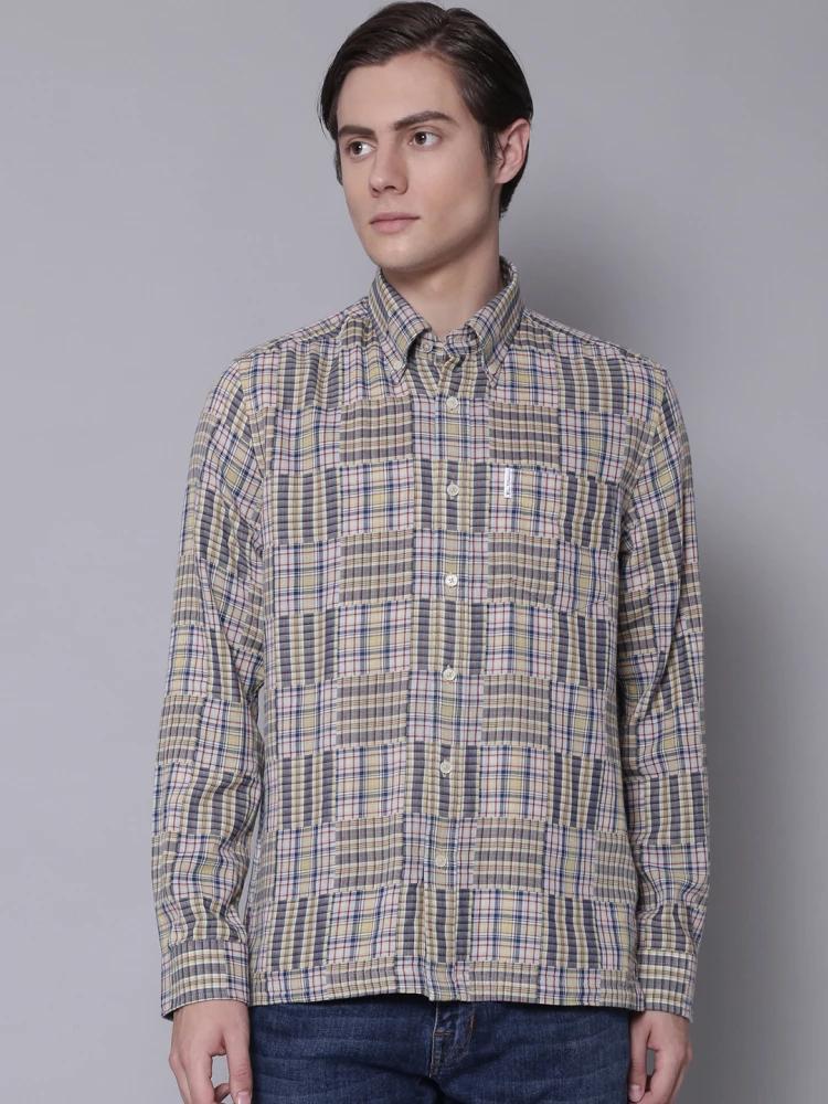 multi checked button down shirt