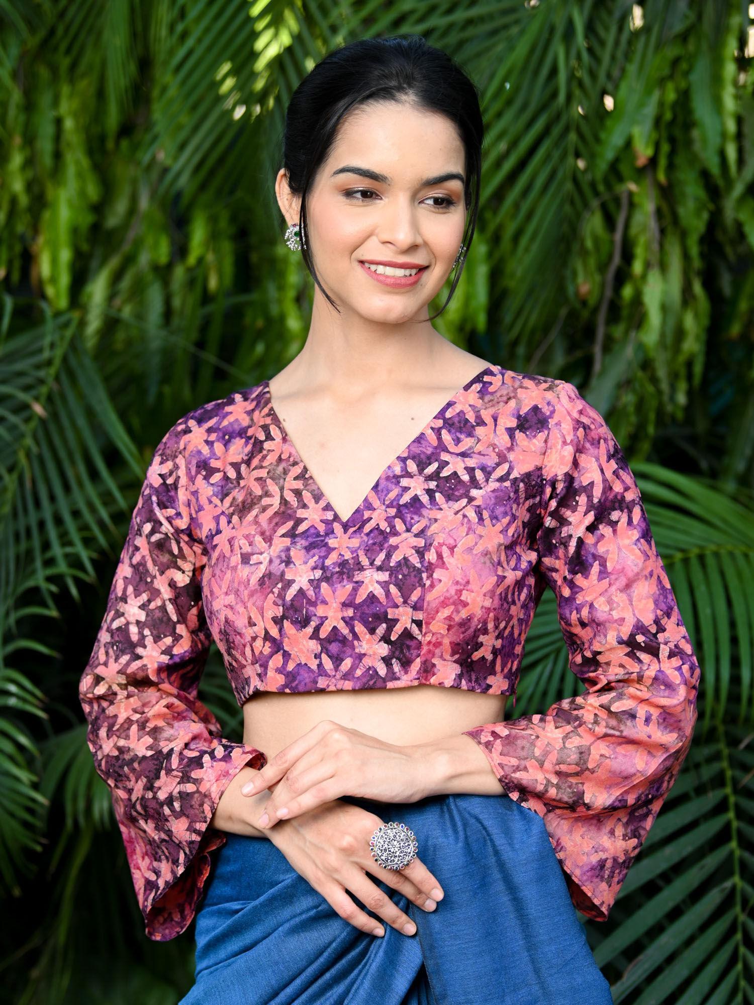 multi-color cotton batik print blouse